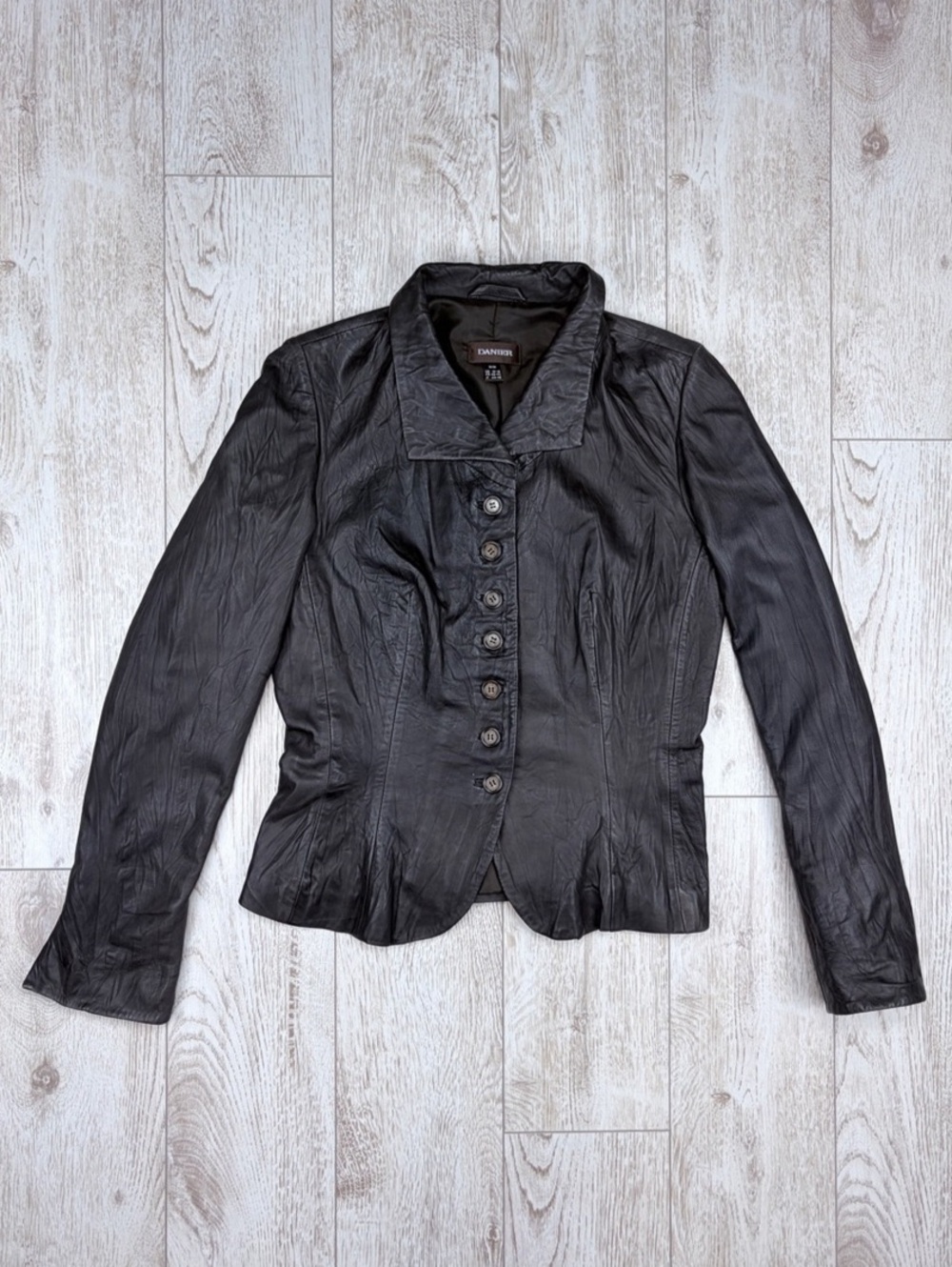DANIER Size M Dark Brown Genuine Leather Button-Front Jacket